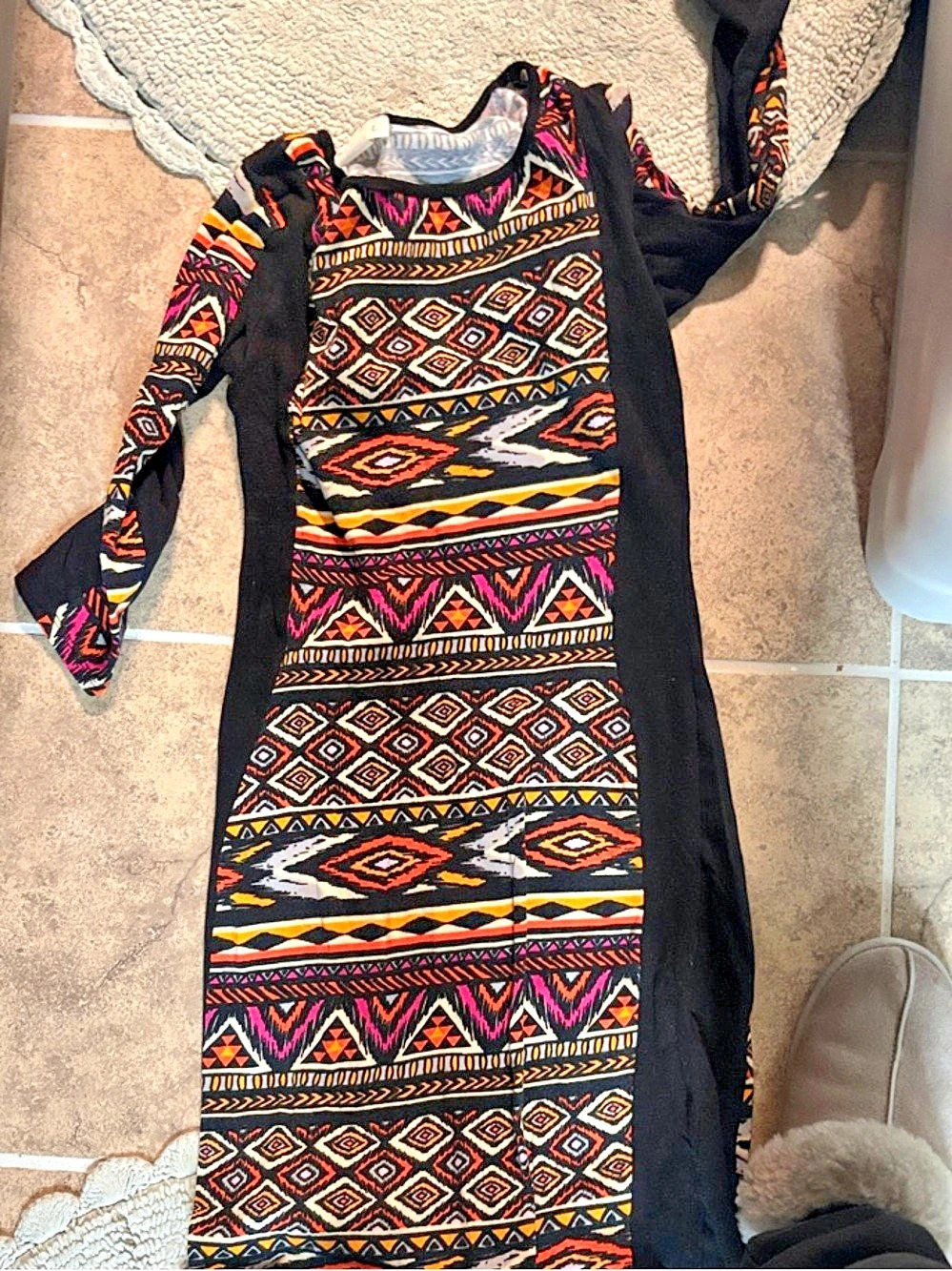 Women's Geometric Mini Dress in Black & Red